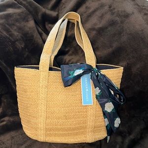 NWT Draper James Everyday Straw Bag with Bow Accent